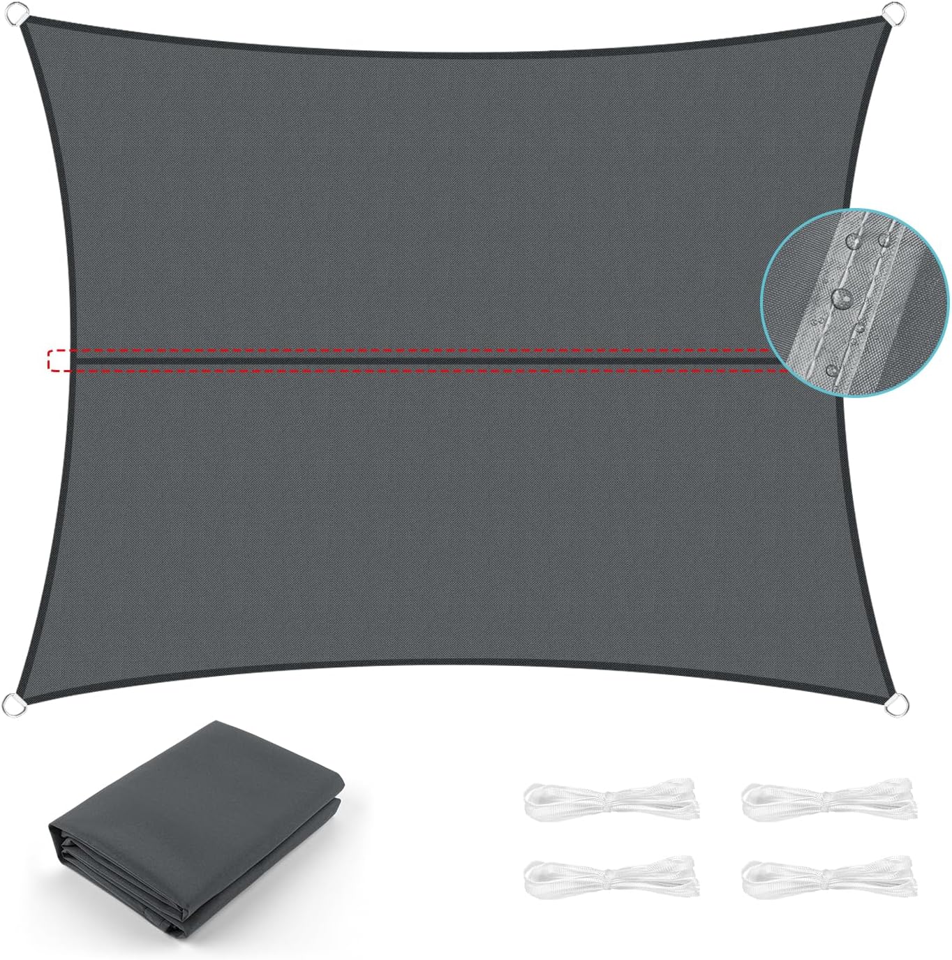 Voile d'ombrage Imperméable Carré 3x3m Toile Ombrage PES avec 95% Protection UV pour Jardin Terrasse Balcon Patio Extérieur - Anthracite - 2