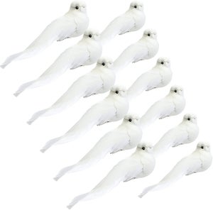2 Uccellini Decorativi Per Albero Di Natale Con Clip - Colore Champagne - Grandi Dimensioni - Per Ghirlande E Composizioni