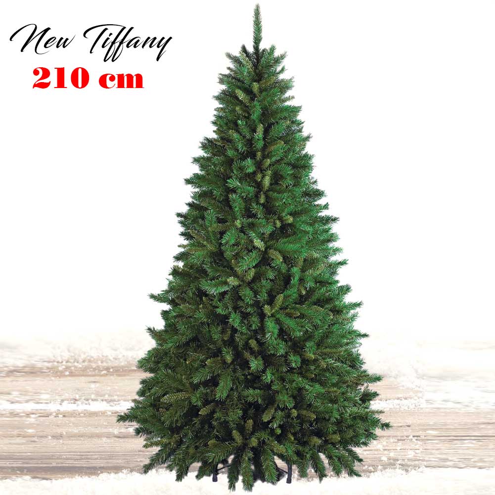 Albero Di Natale 210cm New Tiffany Super Folto 1078 Rami Pino Verde Base a Croce - 4