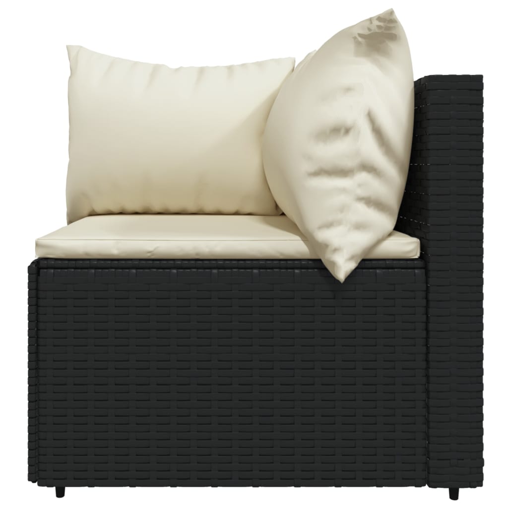 Maison Exclusive - Set Divani da Giardino 3 pz con Cuscini Nero in Polyrattan - 5