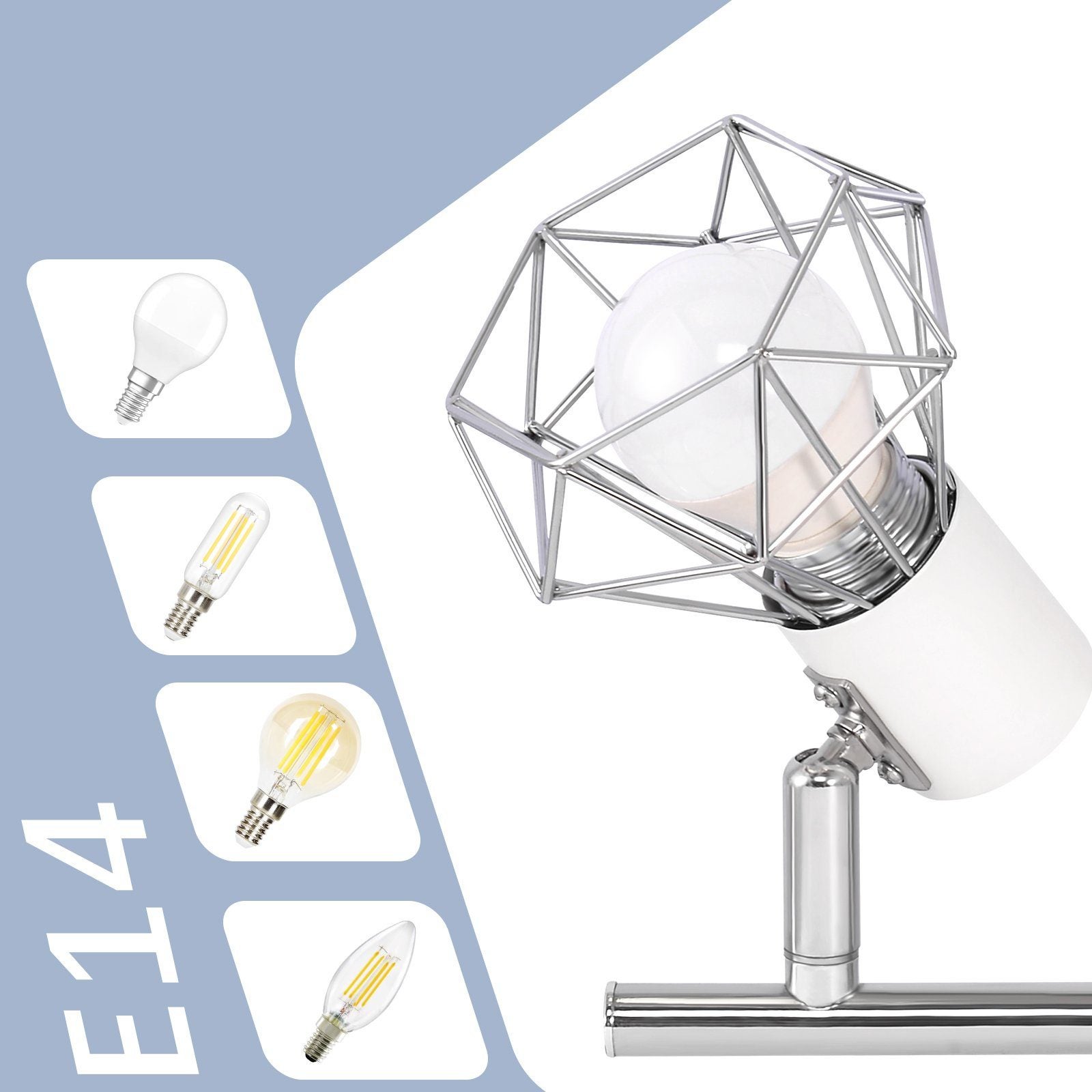 NETTLIFE 2 Focos de Techo Giratorios Interior Blanco Industrial Metal E14 Regulable 350° para Oficina Guardarropa Pasillo Baño - 3