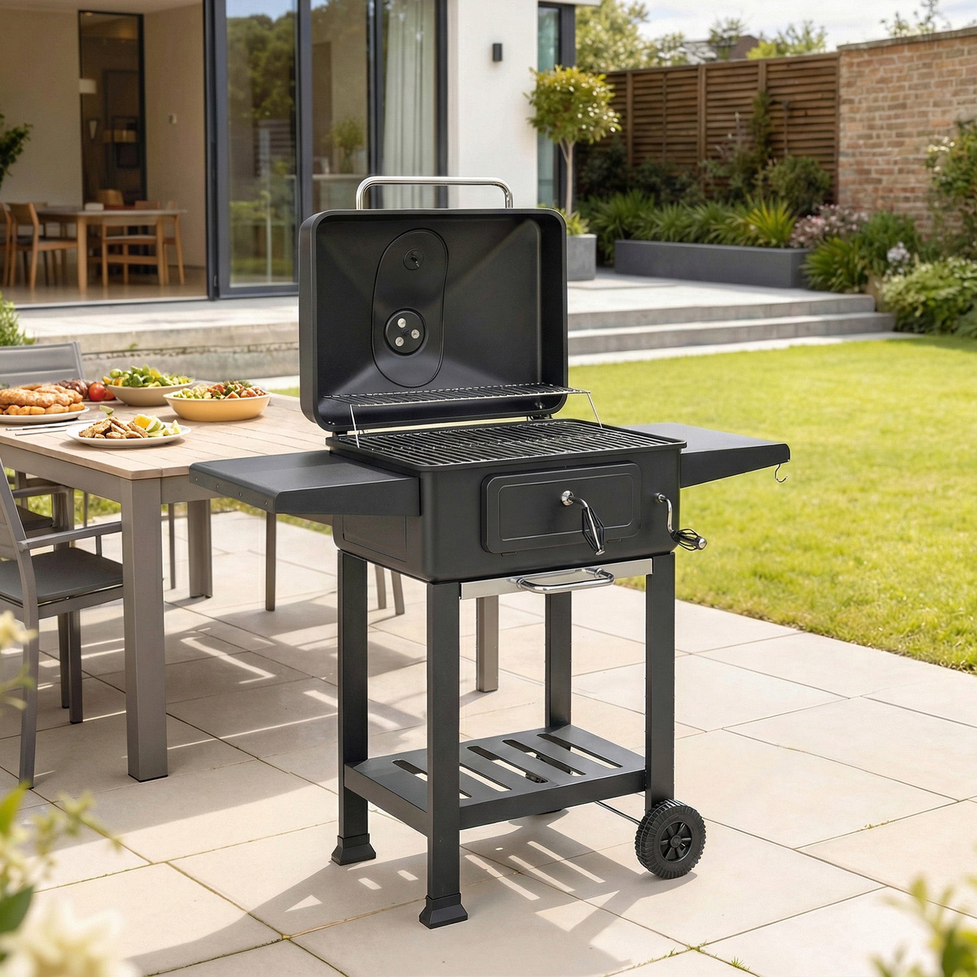 Outsunny Barbacoa De Metal, Acero Galvanizado 112X63x101.5 Cm Carbón/Negro , Leroy Merlin