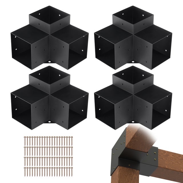 Kit De 4 Supports D'angle 3 Voies Pour Pergola VEVOR - Renforcez Votre Structure 6x6 Pouces