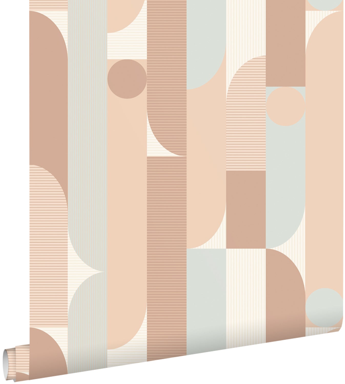 Tapeta figury geometryczne brązowymIjasnozielonym - 50 x 900 cm - ESTAHOME