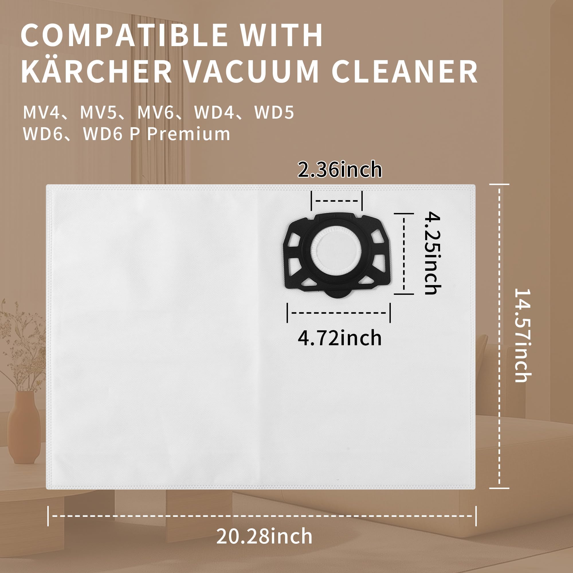 12 Sacs d'aspirateur KFI 357, adaptés aux aspirateurs eau et poussière Kärcher WD3 WD2 Plus KWD3 KWD2 KWD1 MV3 WD3.200-WD3.800M SE4001 SE4002 - 3