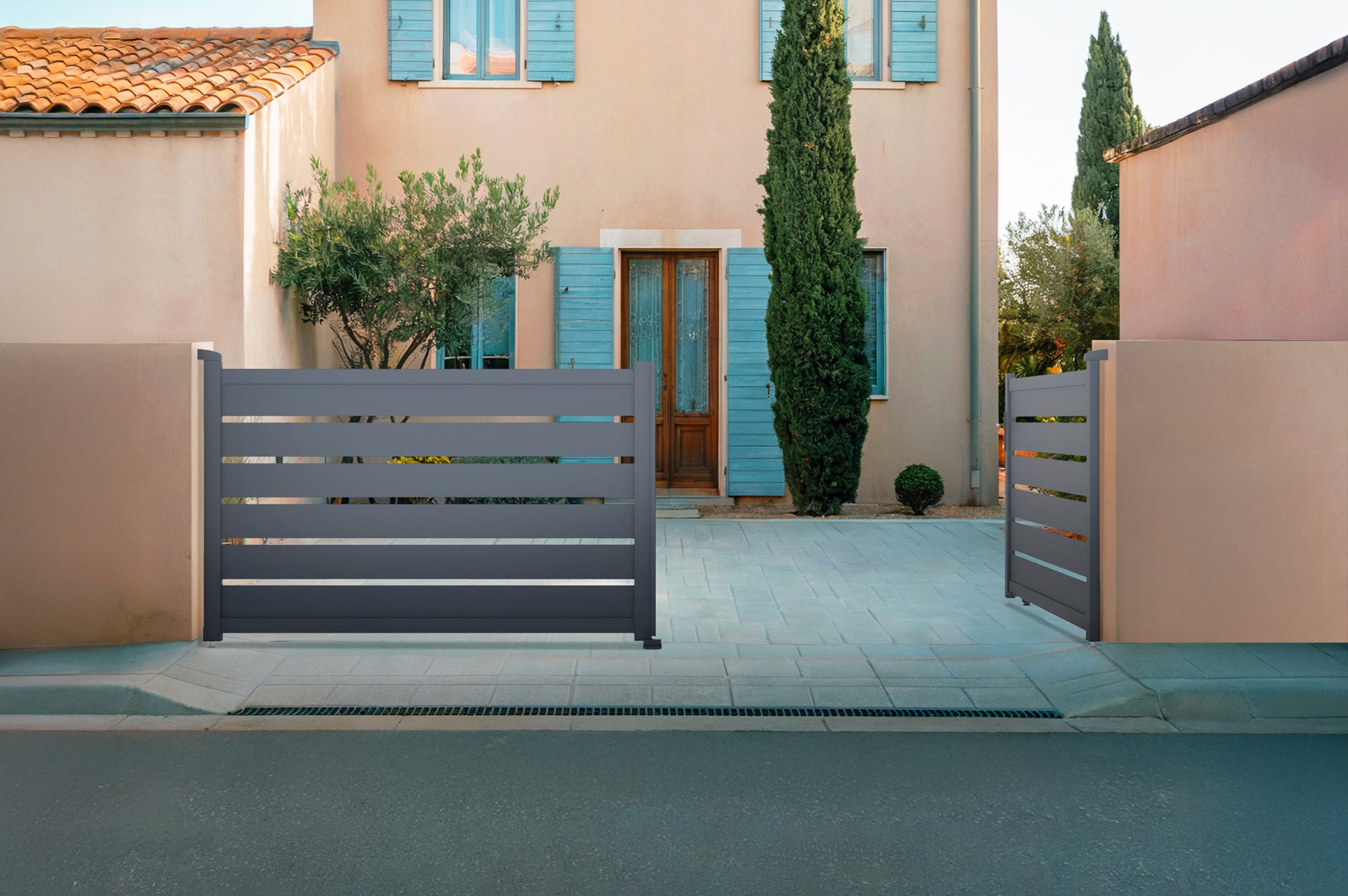 Portail battant 4m VOGEL H.120cm aluminium gris - 7