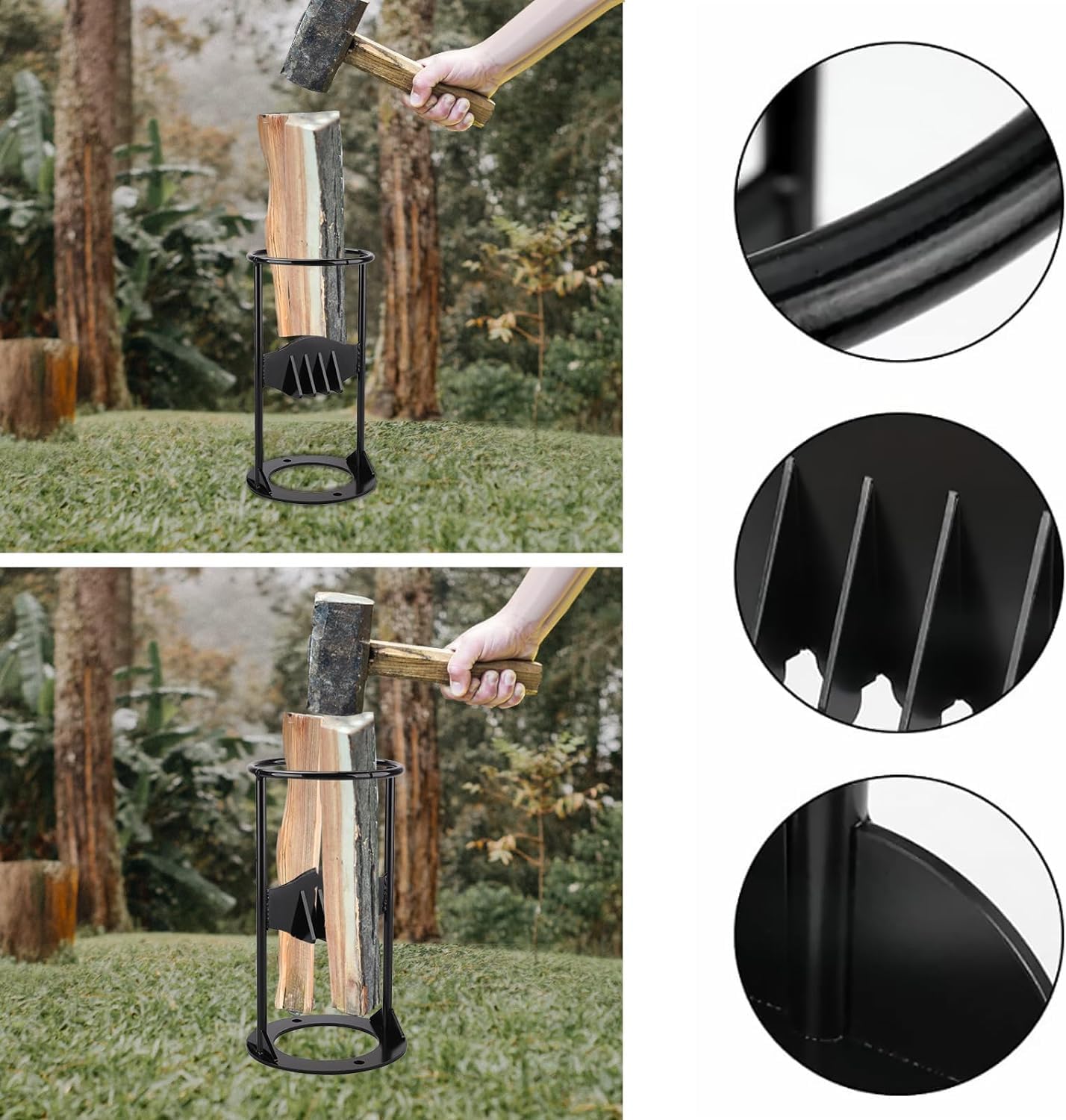 Fendeuse de bûches manuelle, en acier au carbone robuste, adaptée à un usage domestique/extérieur, conception à fond rond (0,72 kg) - 2