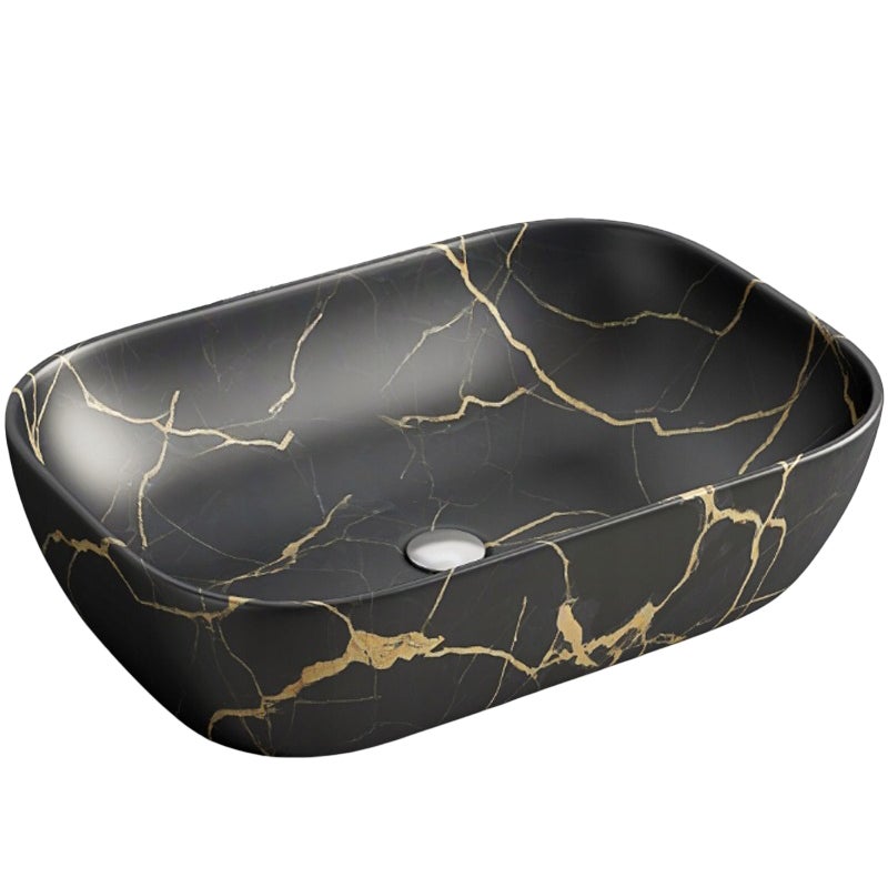 Czarna umywalka nablatowa owalna ceramiczna 46,5x33 cm