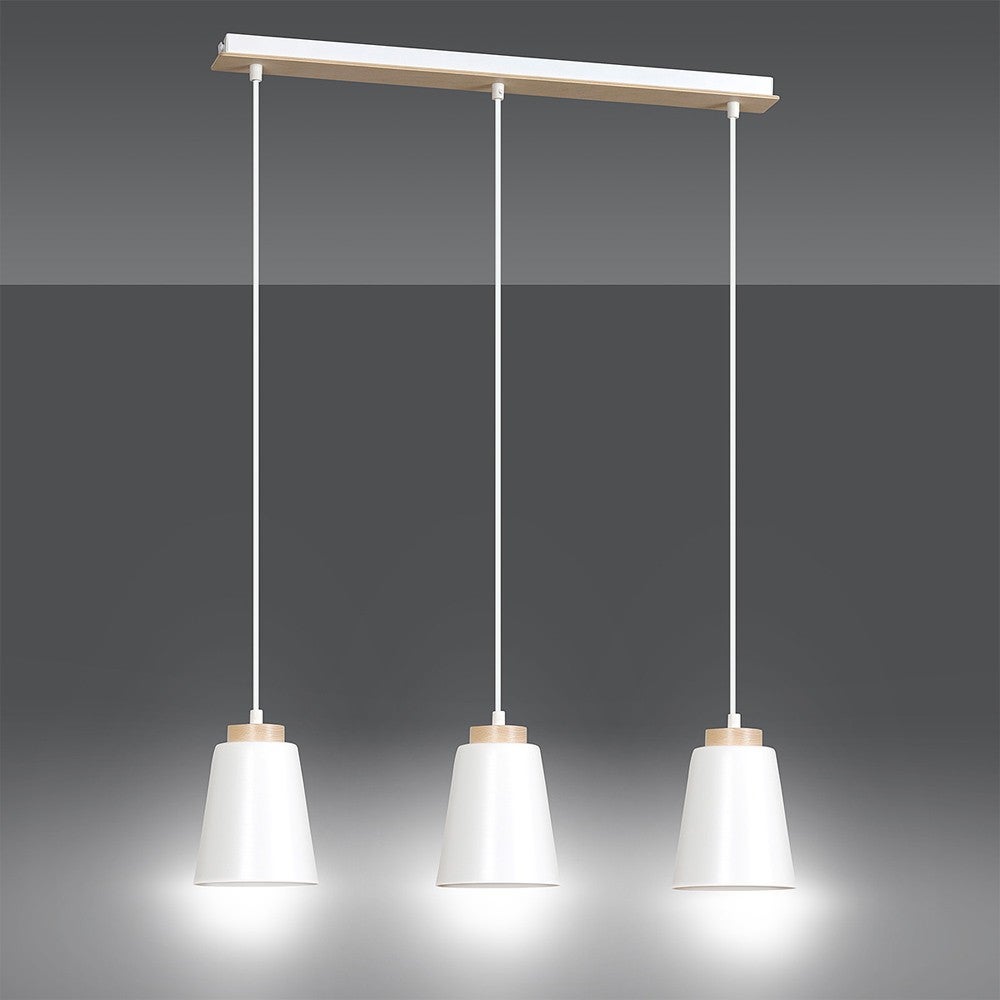 Lampa sufitowa Lasso 3 światła biała z drewnianymi detalami 3xE27 - 3