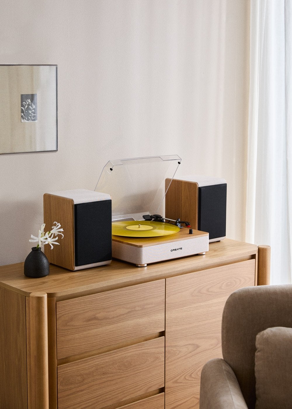 RECORD PLAYER PRO - Gramofon z 2 zewnętrznymi głośnikami, Bluetooth i wyjściem RCA