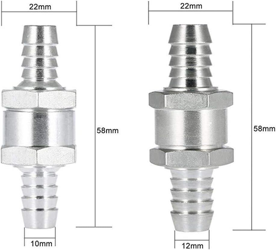 (4 sztuki) Jednokierunkowy aluminiowy zawór zwrotny paliwa (6 8 10 12 mm) do benzyny, oleju napędowego, oleju napędowego, samochodów, chromu, wody, g