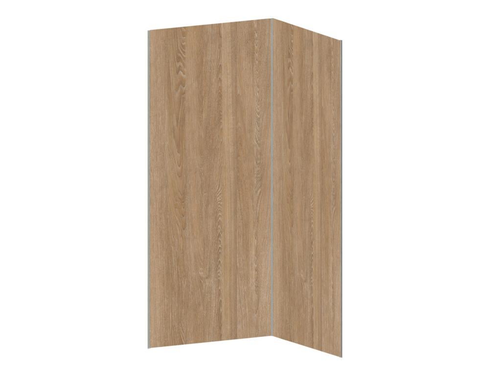 Lot de 2 panneaux muraux de douche effet bois en aluminium avec profilés - L90 x L120 x H210 cm - ENEKO - 3