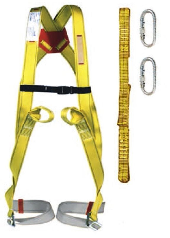 Harnais + longe 1m + 2 mousquetons Dorsal et frontal