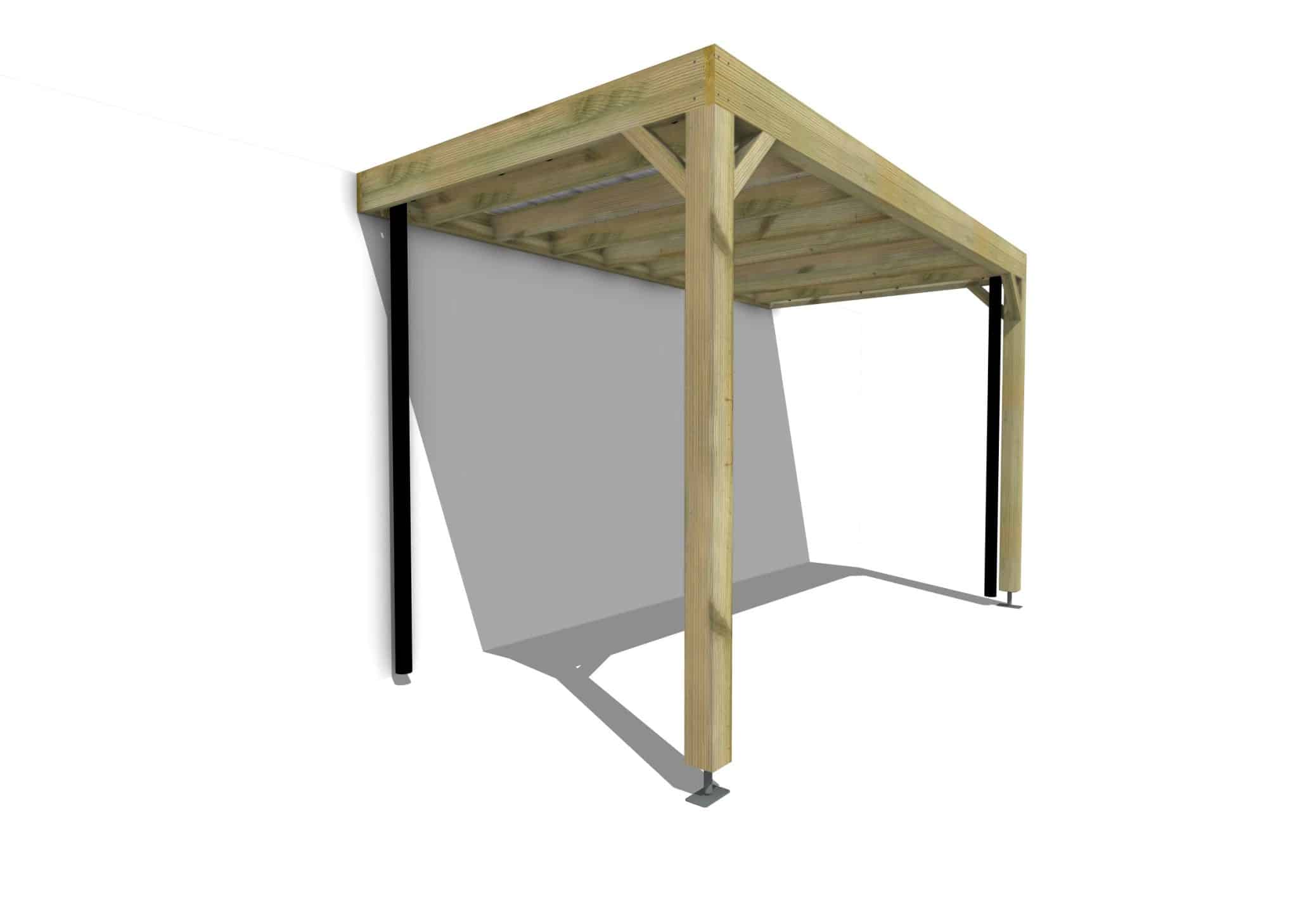 Carport bois • 4m x 2m • adossée • sens profondeur • livraison comprise ...
