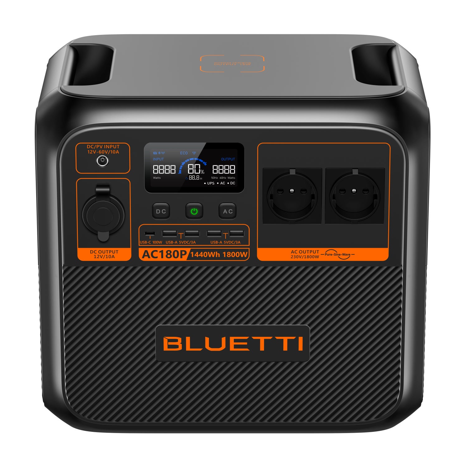 BLUETTI AC180P Estação de Energia Portátil - 1440Wh, Gerador Solar 2x1800W (2700W Máx) - 4