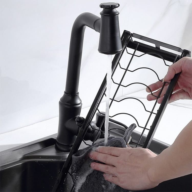 Lot de 2 étagères murales sans perçage, égouttoir à vaisselle en acier noir pour bols et assiettes, capacité 10 bols, 44 x 15 x 6 cm - 3