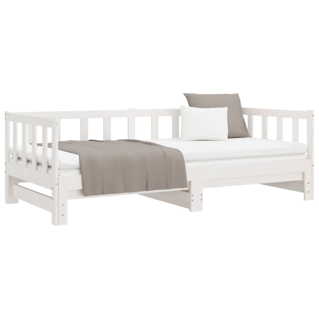 Lit coulissant sans matelas blanc, pour la chambre, 2 × (90 × 200) cm - 5