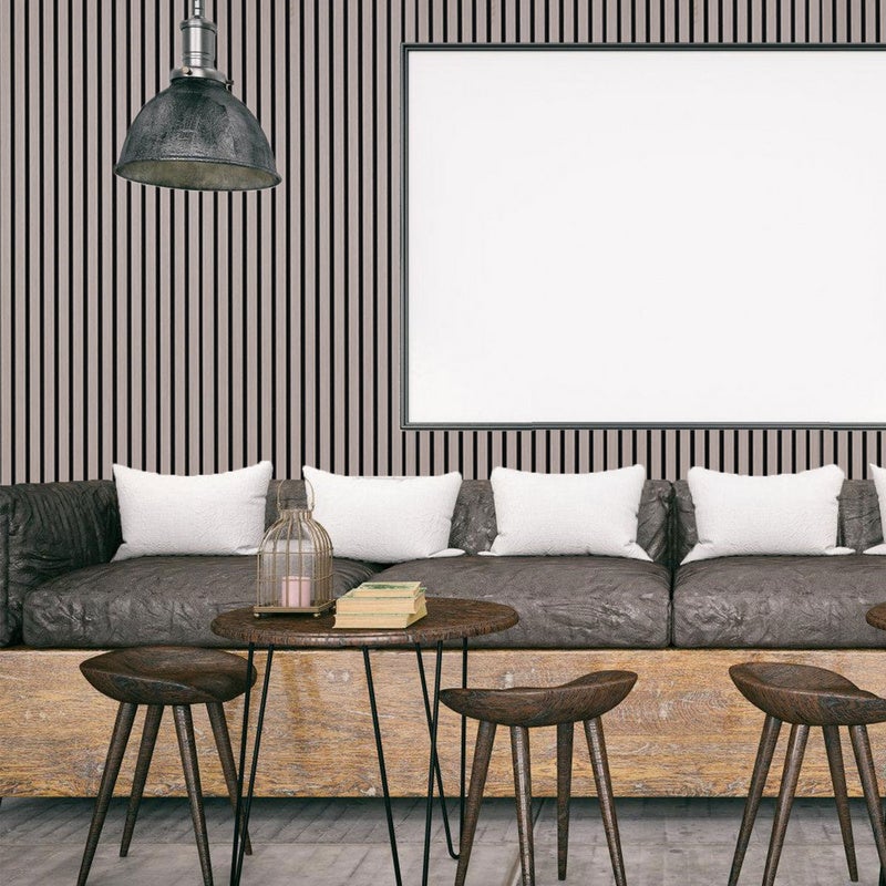 Panel de pared de MDF natural, panel acústico de pared en chapa de madera y fieltro, 120x60x2,1 cm, nogal - 8