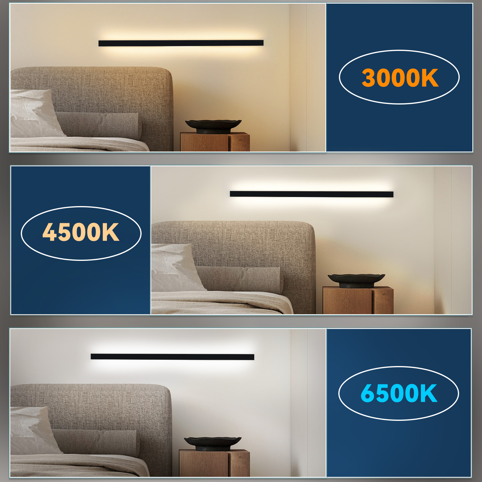 Nettlife Nowoczesny Kinkiet LED 100cm 15W, Ściemniany z Pilotem, Regulacja Barwy Światła (3000K-6500K), Lampa Góra-Dół, Czarny - 5