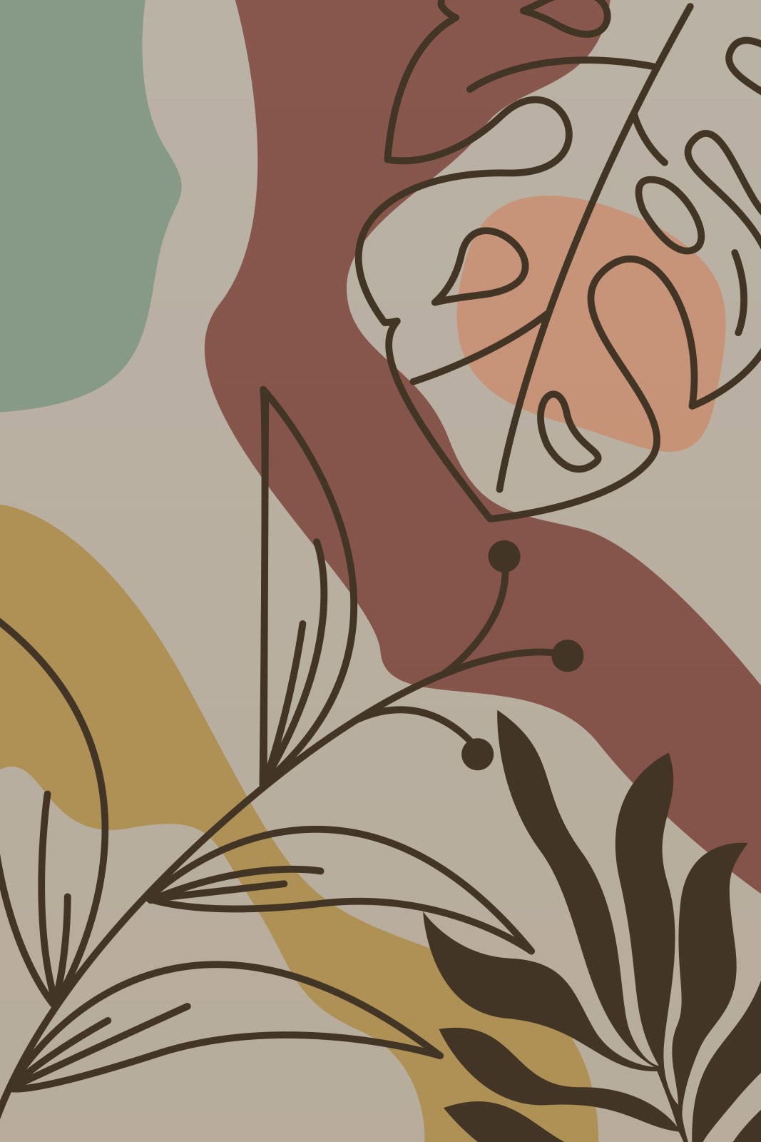 Papier peint panoramique - Feuilles Boho 3617680839720 - Largeur 390 cm ...
