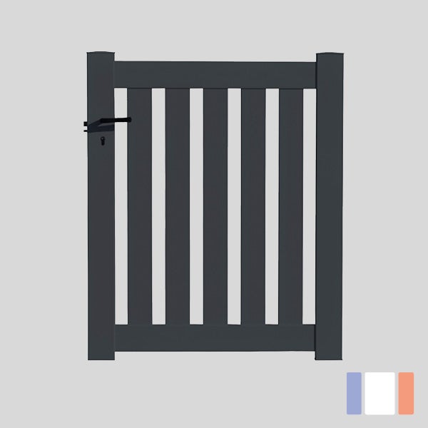 Portillon aluminium modèle ajouré en kit dimensions L.1000 (entre piliers) x H.1200 Couleurs Gris (RAL 7016) - 4