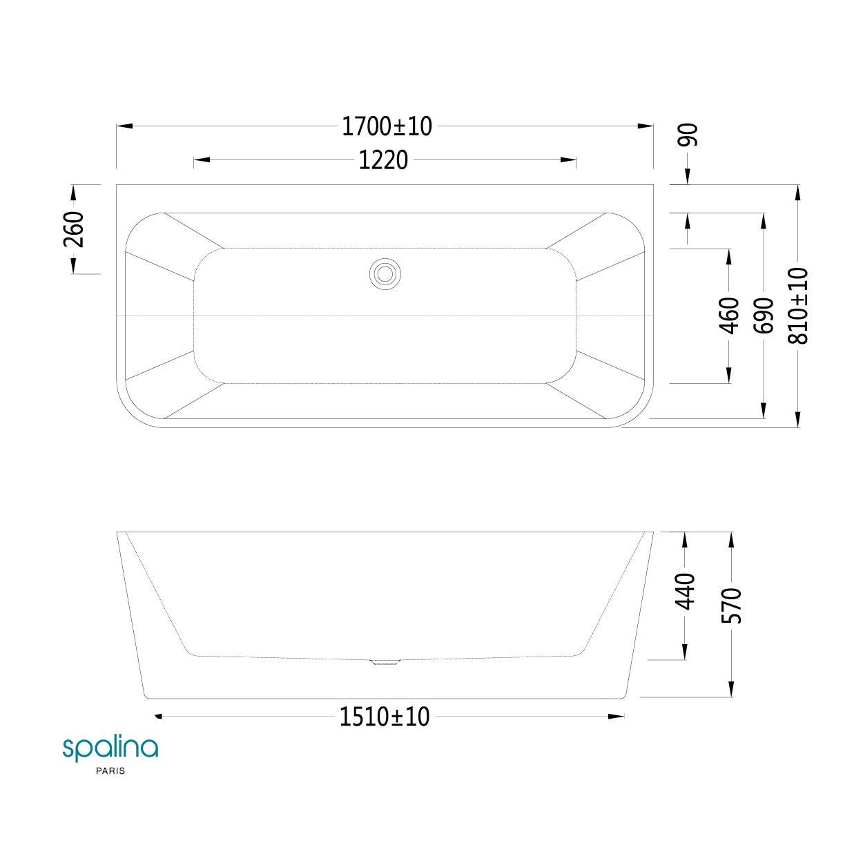 Baignoire Ilot Mint 170 blanche 170 x81 x57 cm, by SPALINA - 10