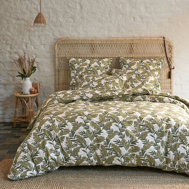 Housse de couette percale de coton, Palma - Imprimé vert - 200 x 200 cm