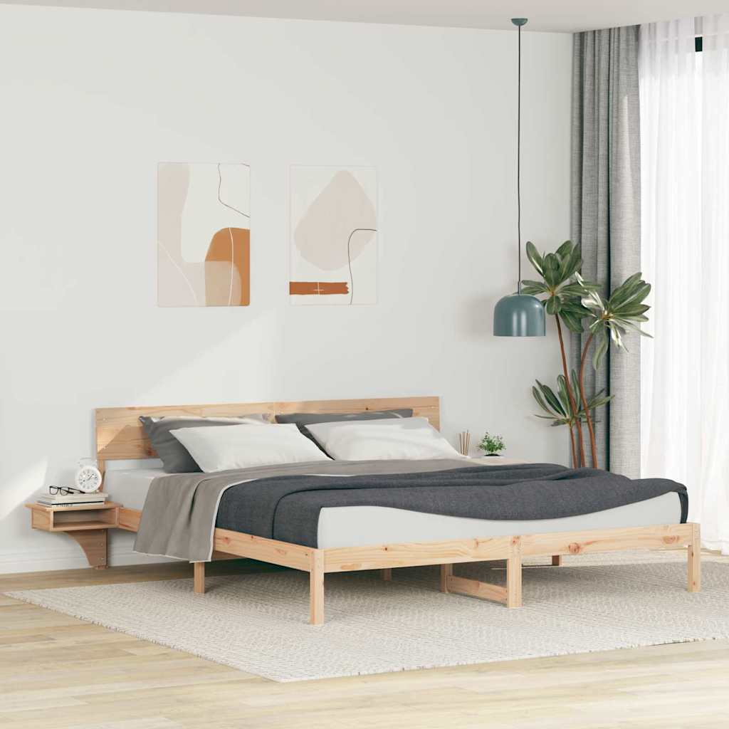 Ramka łóżka Brązowy 200 x 200 cm Lite drewno sosnowe vidaXL