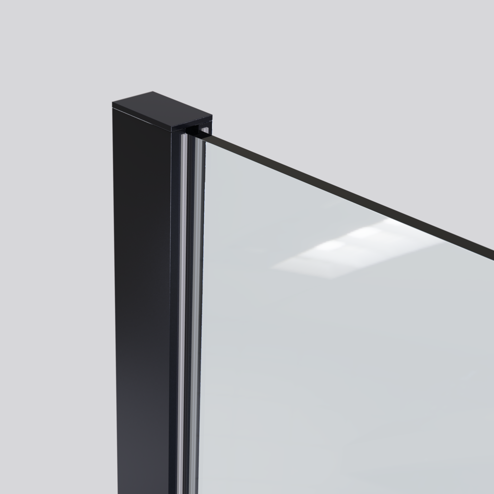 Mampara de ducha fija 110 cm transparente negro mate antical 8mm 200 cm alto - 5