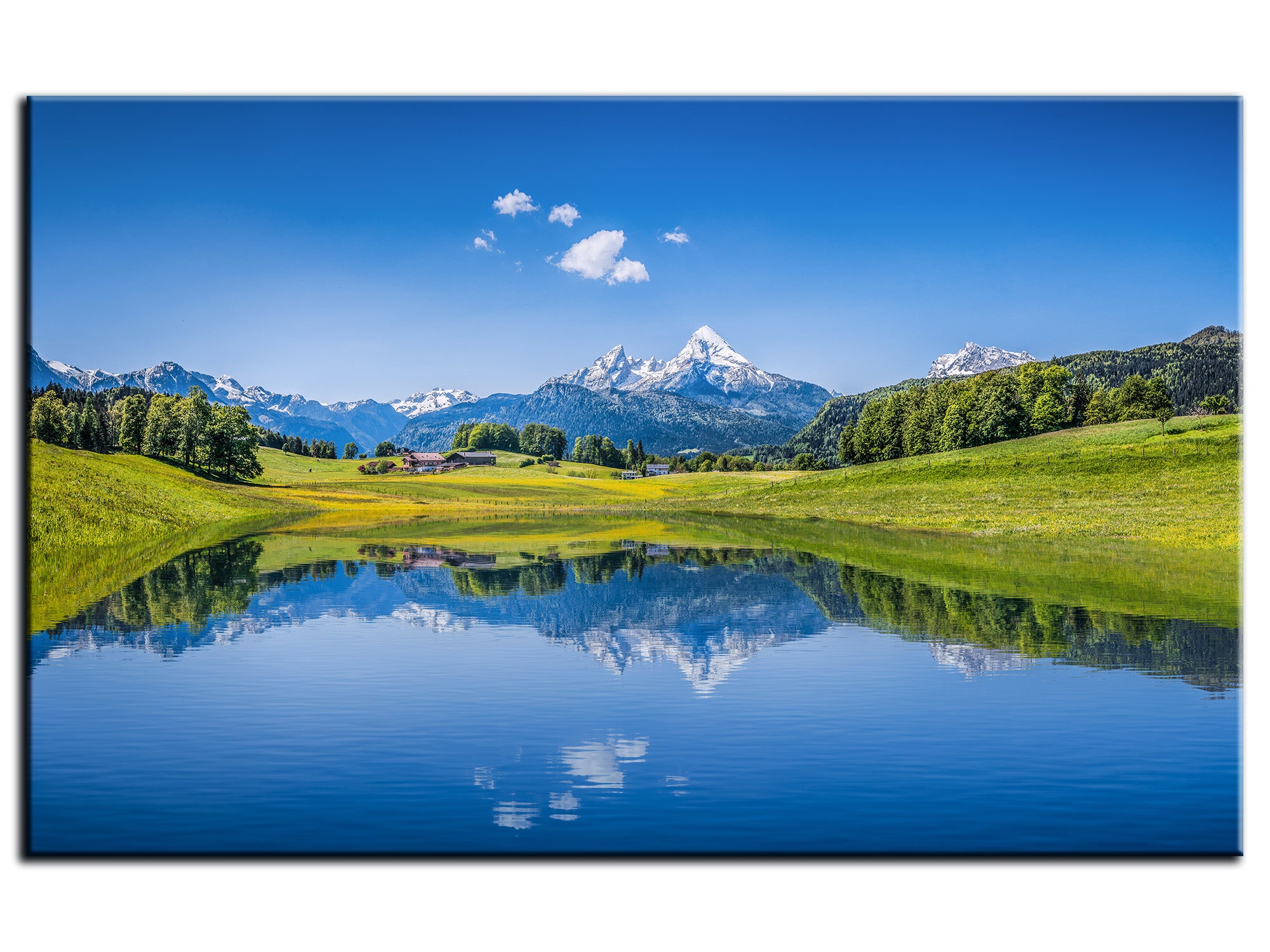 DECLINA, Tableau toile imprimée paysage, Tableau photo LEVER DE SOLEIL SUR LE LAC D'ESTAENS, 100x60 cm | Leroy Merlin