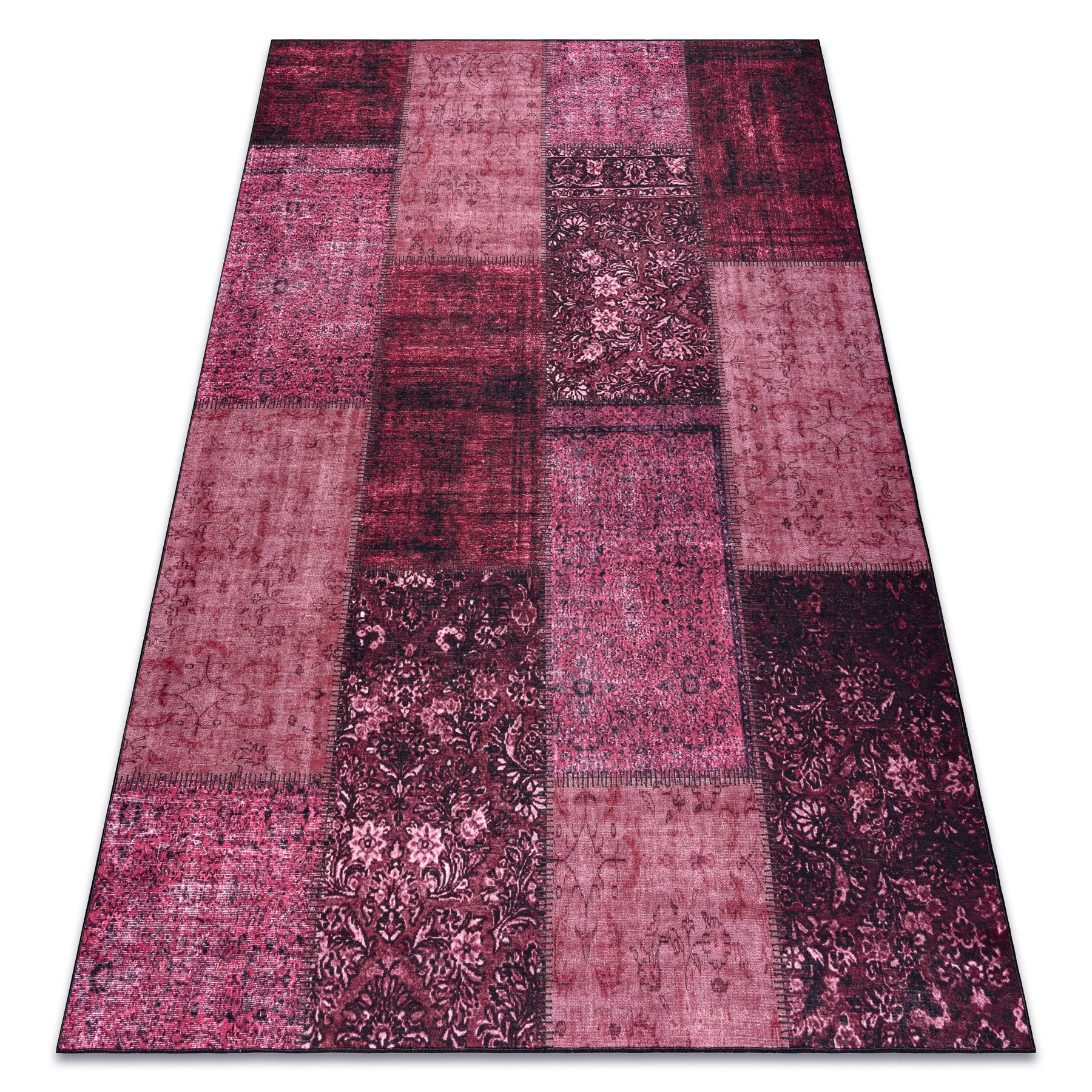 Antika alfombra 127 tek, patchwork moderno, griego lavable - rosado 160x220 cm