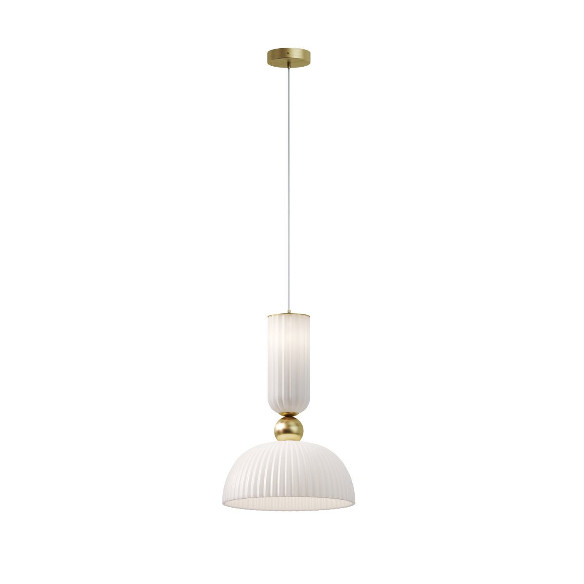 Lampa wisząca ryflowana kopuła ANTIC złoto-biała 1xE27x60W szkło wym:345,5x30x30cm IP20 Maytoni