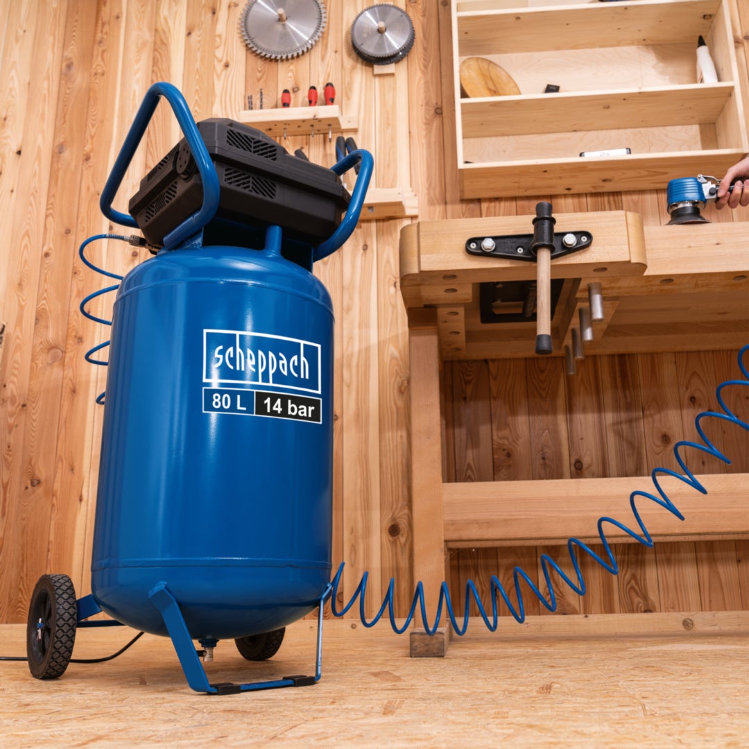 Compresseur D'Air Scheppach HC06 6 Litres, 1200W, 8 Bar - Sans Huile, Mobile, Avec Tuyau 5 M Et Accessoires - 4