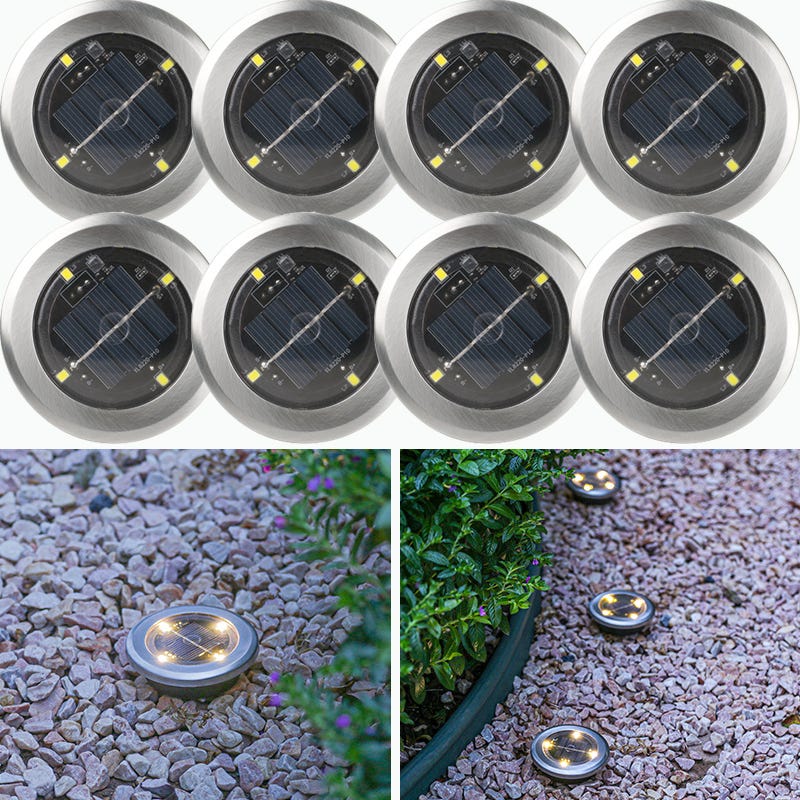 Lot de 8 lampes solaires LED étanches pour pelouse, éclairage d ...
