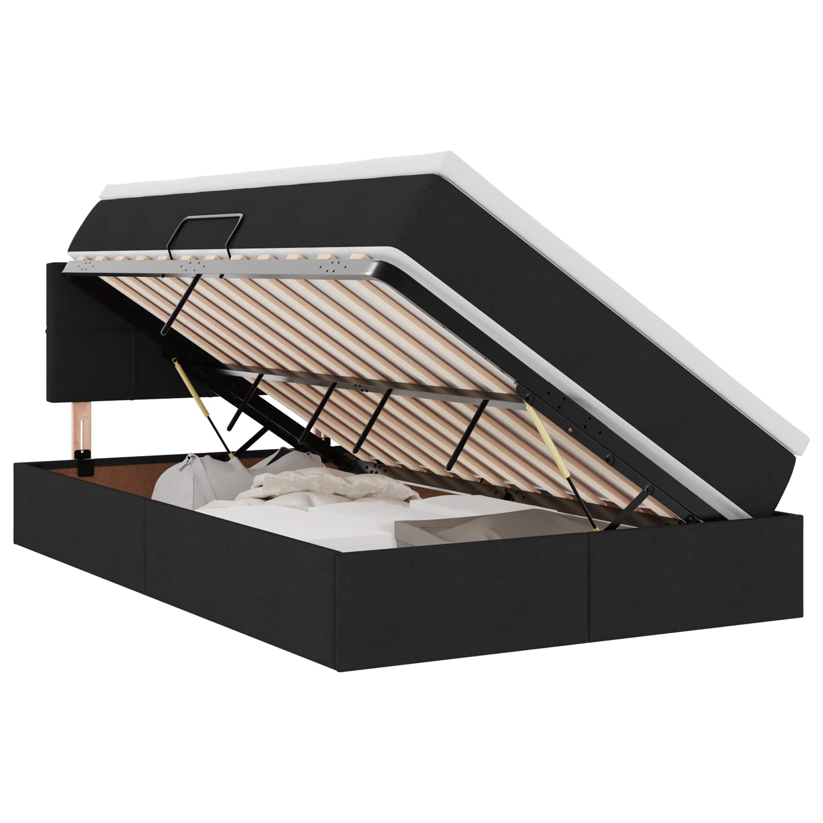 Lit avec rangement et matelas en velours noir, pour la chambre, 120 × 200 cm - 2