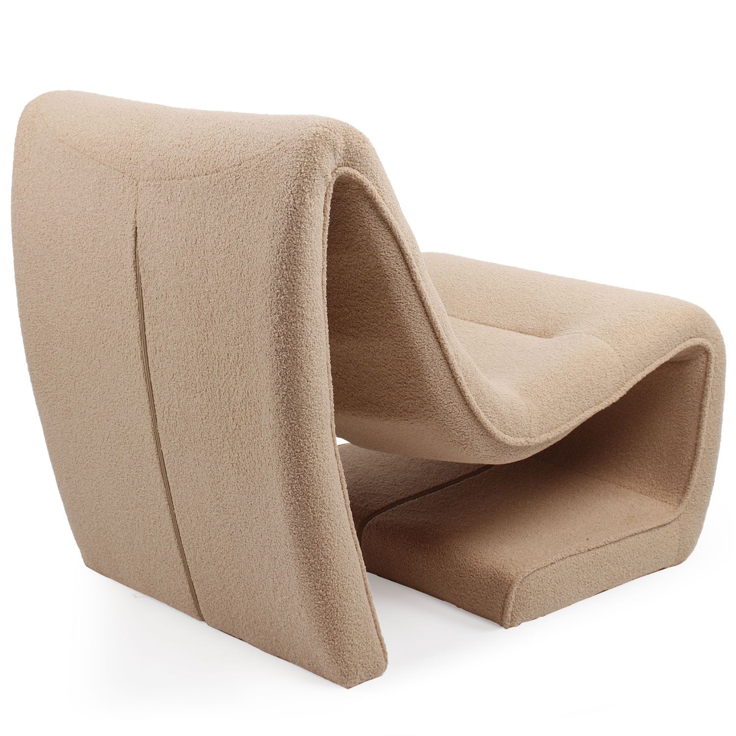 Fauteuil design Feldon Tissu bouclette Taupe clair - 4
