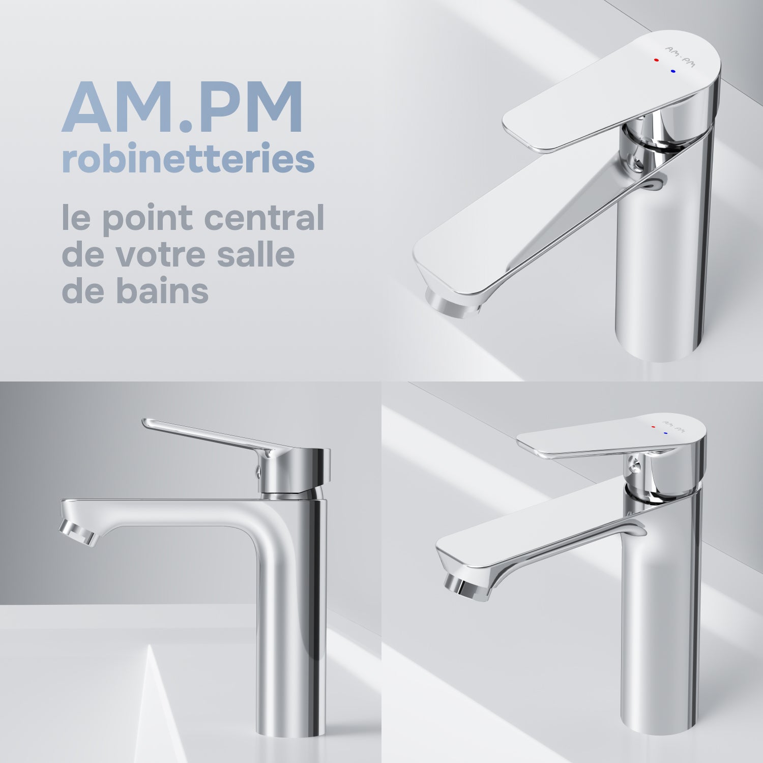 Mitigeur de Lavabo, Robinet de Lavabo, Mitigeur Salle de Bain Robinet de lavabo Chromé Hit, taille S,FTA02100 AM.PM - 7