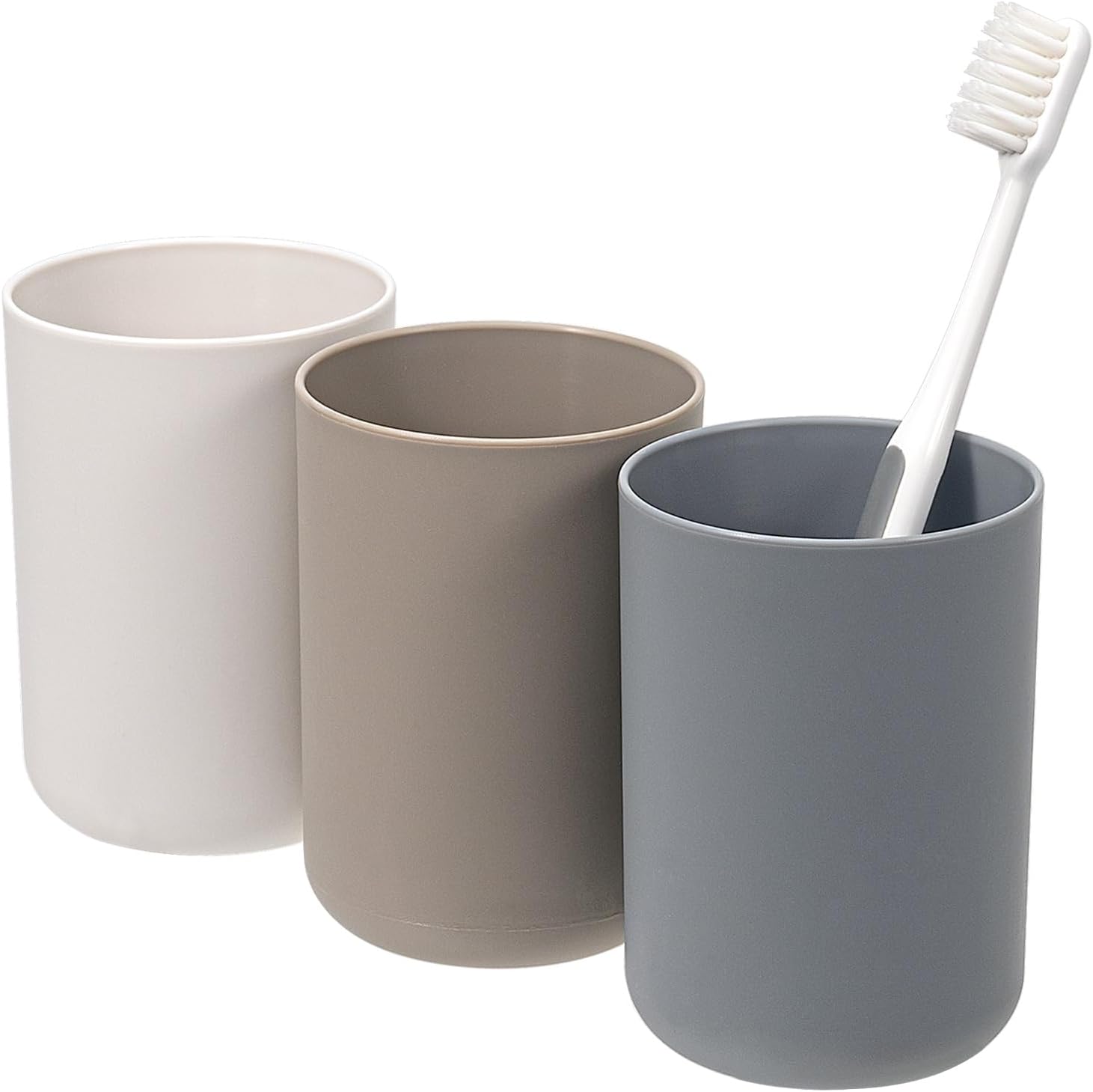 Bicchiere In Ceramica Per Sciacqui Bocca E Spazzolino - Tazza Cilindrica 300ml - Bianco, Uso Bagno O Cucina