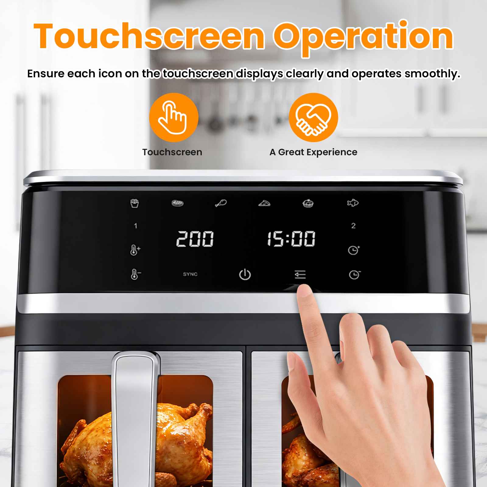 Friteuse à air 9L double compartiment écran tactile 12 programmes rapide saine famille - 4