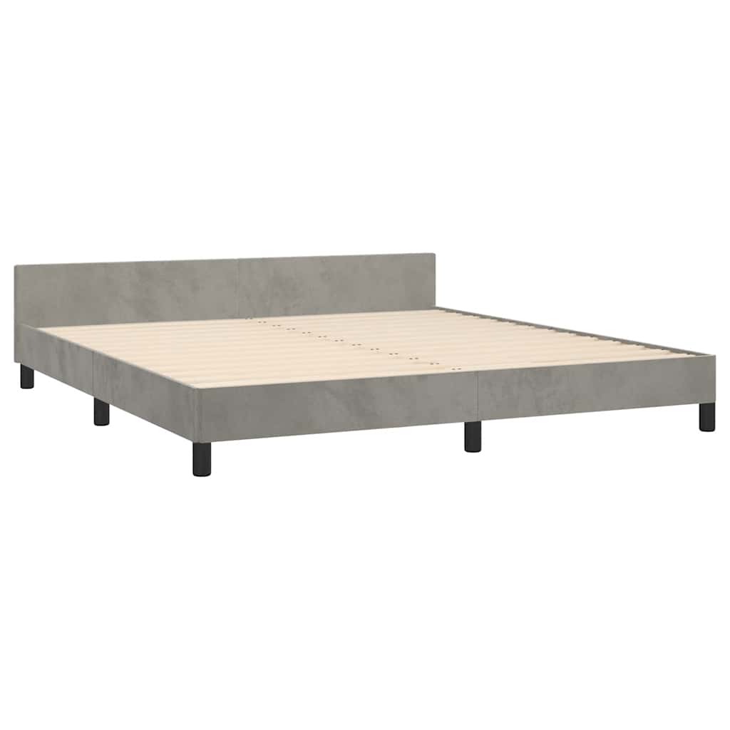 Cadre de lit sans matelas gris clair 160 x 200 cm en velours - 4