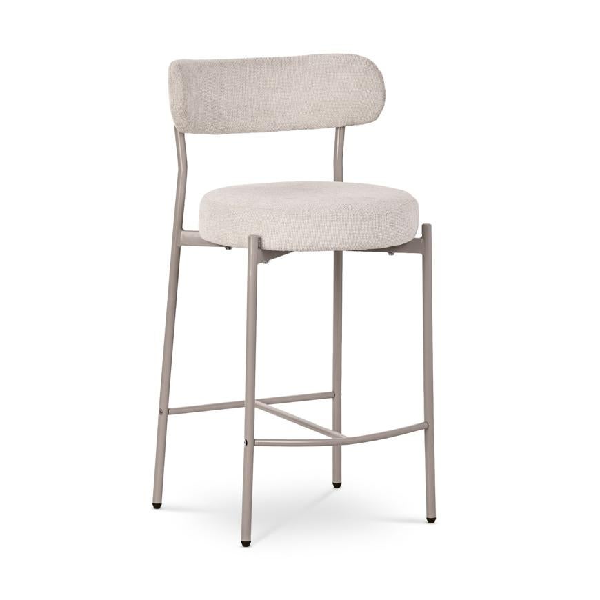 Juego de 2 taburetes de bar GABY color beige en chenilla de estilo contemporáneo - 6