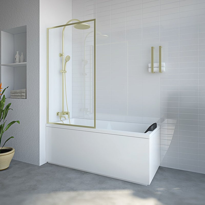 Złoty parawan nawannowy w stylu Art Deco - 80 x 140 cm - szkło hartowane - BRADENTON