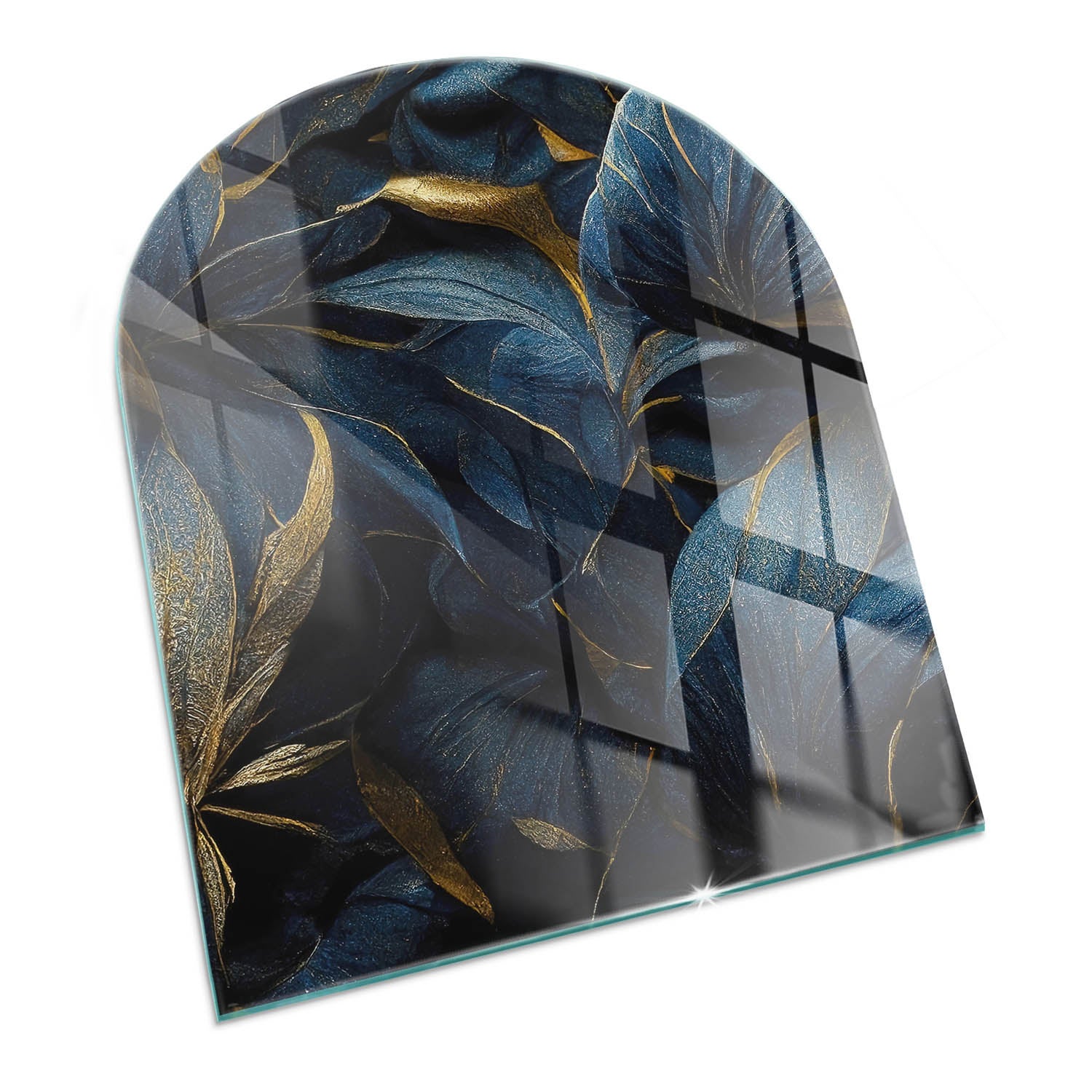 Szyba hartowana pod kominek, szkło zabezpieczające podłogę, nowoczesny design | 80x70 | Eleganckie liście w fakturze