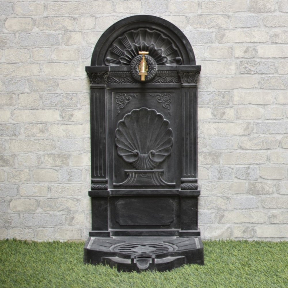 Fontaine de jardin extérieur fonte aluminium noire coquillage 84cm - 6