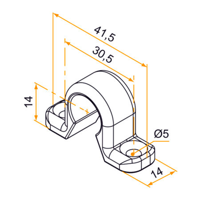 4 Colliers plats en composite pour espagnolette de volet battant, diamètre 14 mm - Spécial volets battants - Noir - 2