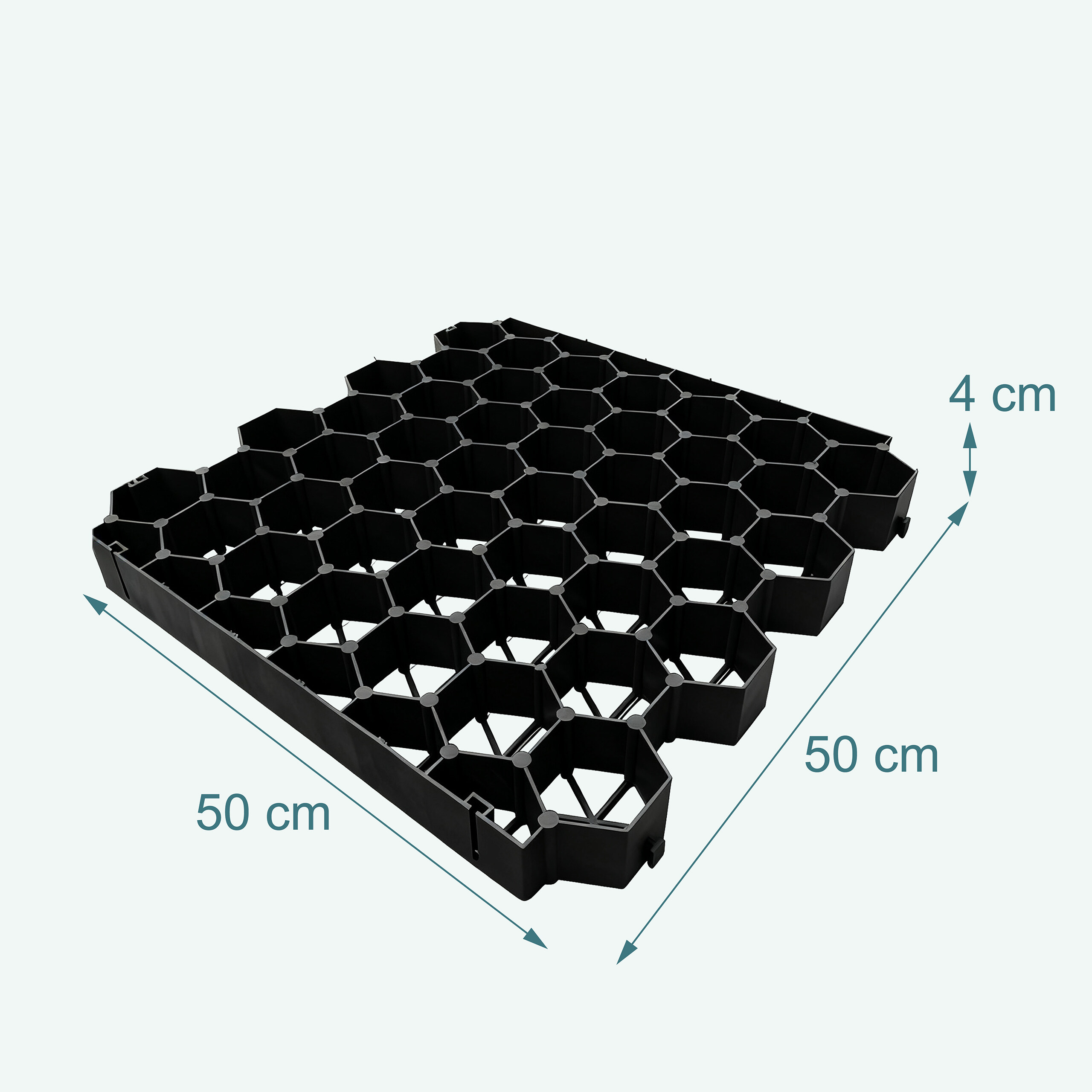 Grille pour gazon en plastique, lot de 4 (50 x 50 cm), carrossable, sans sous‑couche, dalles paddock, noir, relaxdays - 4