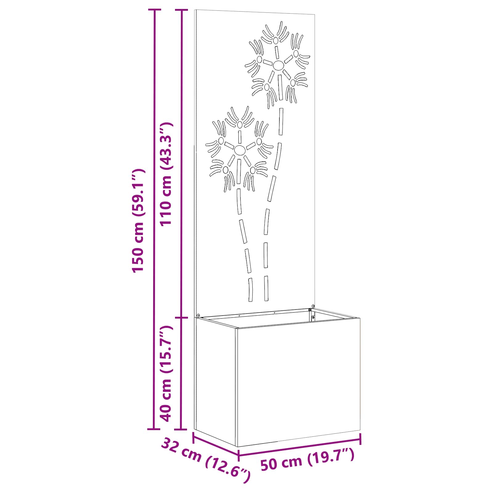 Écran de confidentialité de jardin Floral Argenté 50 x 150 cm vidaXL - 3