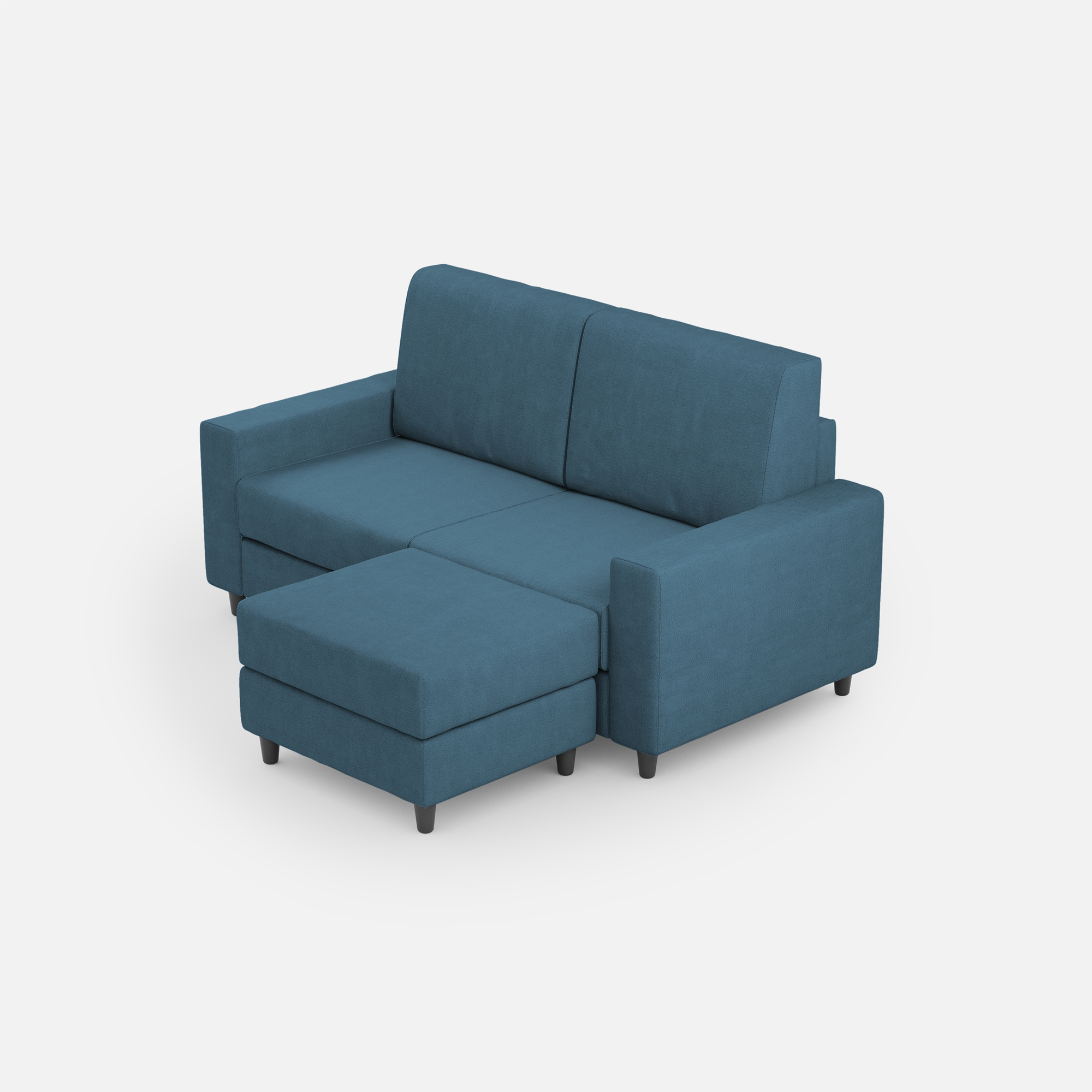 Sofá sakar 2 plazas (dos plazas de 60 cm) + puf dimensiones exteriores l.148 p.155 color aviación