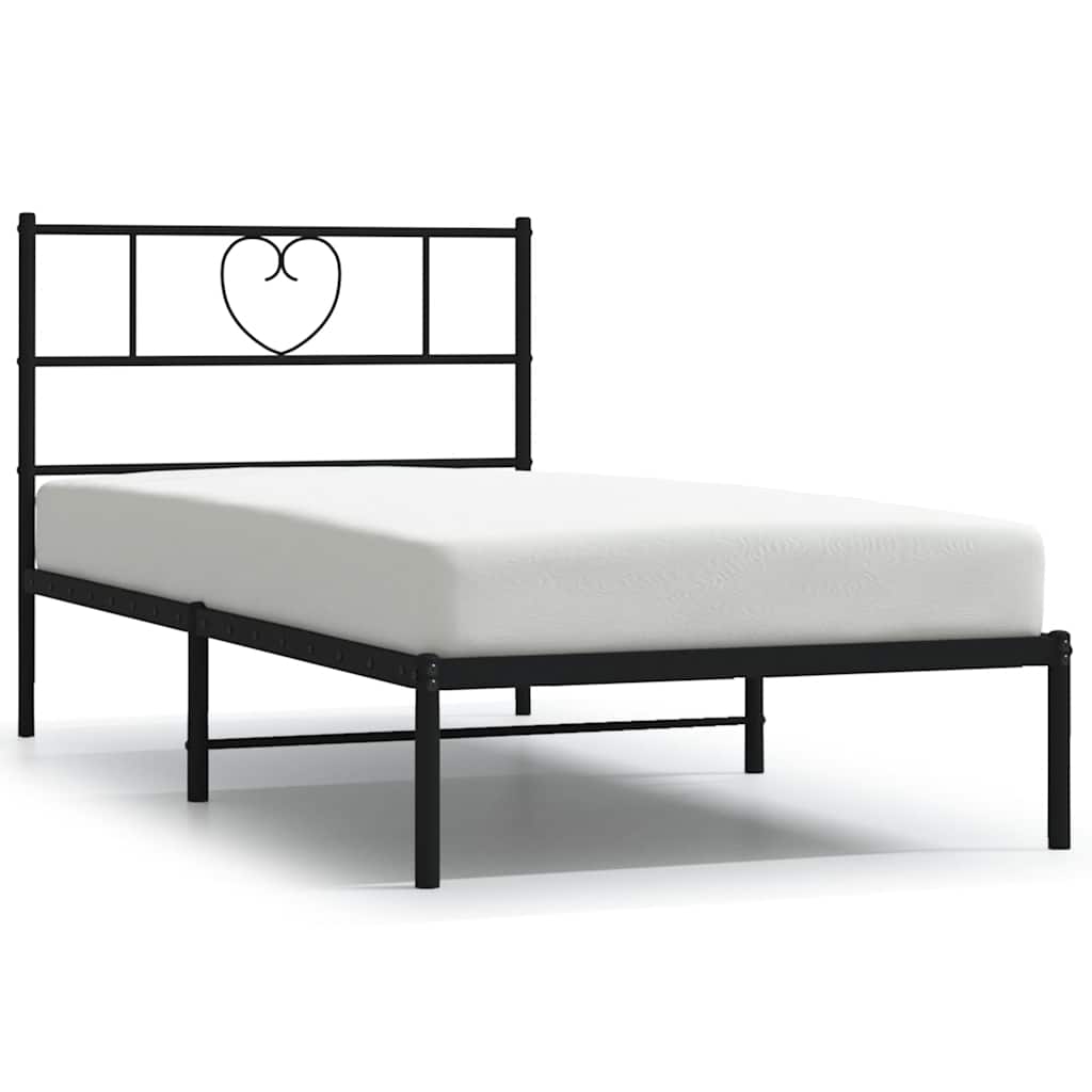 Łóżko Metalowe Czarne Rama Łóżka Ze Stelażem Do Pokoju Sypialni 100x200 cm