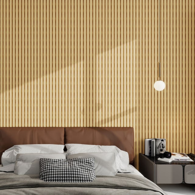 Panel revestimiento pared 270x12.2x1.2 cm alistonado efecto madera poliestireno Calora Mid Line Natural (0.33 m²)